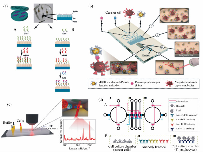 在硅片上修飾銀納米粒子作為基底集成在微流芯片上